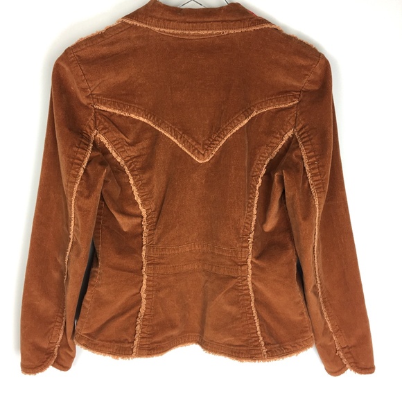 Embroidered Chocolate Brown Corduroy Jacket - Picture 2 of 6
